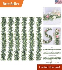 Set of 6 UV-Protected Faux Eucalyptus Garlands - 5.9 Feet Each for Wedding Decor