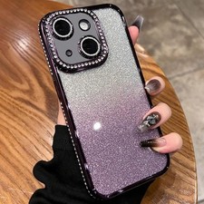 Glitzer TPU Hülle mit Diamant-Effekt in lila Farbton für iPhone 15