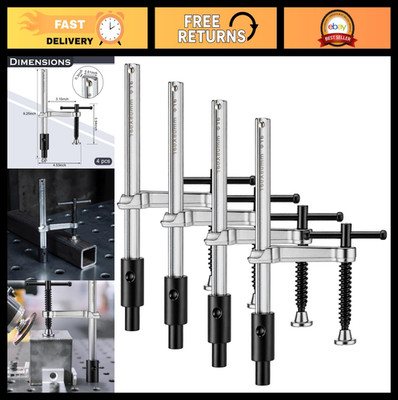 4 Pack Heavy-Duty Welding Clamps with T-Handle, 6.5'' Max Opening, 3.25'' Throat D