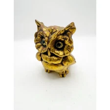 Rare Gold "Toot" Figurine California Pottery Hoot Owl Vtg mcm Kay Finch-McFarlin