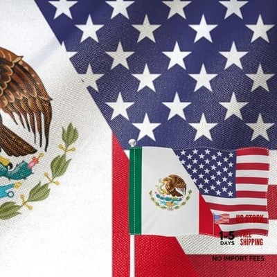 American Mexico Flag Double Sided Burlap Mexican USA United States 2x3ft