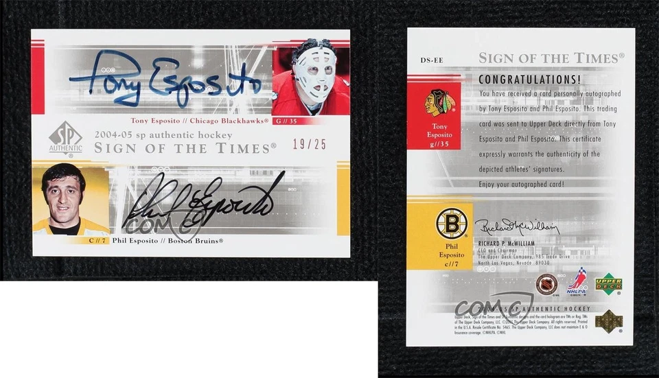 2004 SP Authentic Sign of the Times Dual Auto 19/25 Phil Esposito Tony Esposito - Image 3 of 3