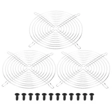 3pcs 200mm Fan Grill with Screws Metal Ventilator Grill Cover Silver Tone