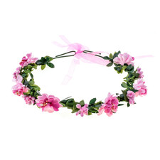 Flower Headband Floral Crown Garland Halo for Wedding Festival Pink