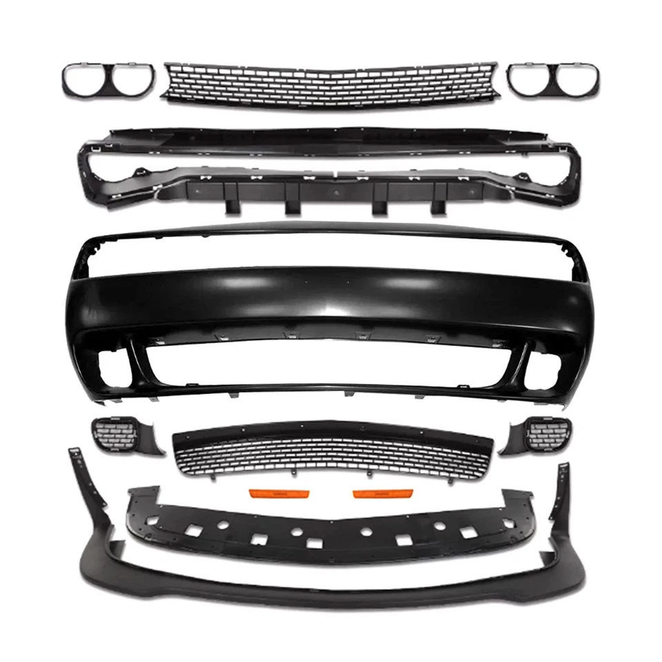 Juego completo de cubierta de parachoques delantero para Dodge Challenger Hellcat Style SRT 2008-2014 Foto 2 de 4