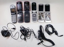 Lot of 6 CDMA Flip Phones Cables MOTOROLA x3, SAMSUNG x2 LG UNTESTED