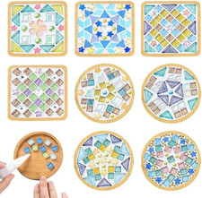 8 Pack DIY Mosaic Tiles for Crafts, Mixed Color Mosaic Kits with Bamboo Coast...