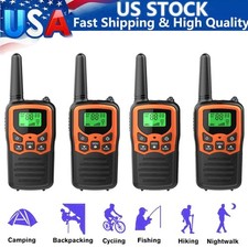 4 PACK Long Range 100 mile Walkie Talkie Two Way Radio Charge Headset Waterproof