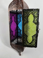 Lanterna in stile marocchino ~ metallo e vetro ~ altezza circa 43 cm