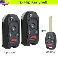 2 Flip Key Case Upgrade For 2006 - 2013 Honda Accord Civic Crv Remote Fob Shell