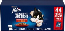 FELIX As Good as it Looks, Katzenfutter Nassfutter in Gelee, Sorten-Mix 44 x 85