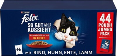 FELIX As Good as it Looks, Katzenfutter Nassfutter in Gelee, Sorten-Mix 44 x 85