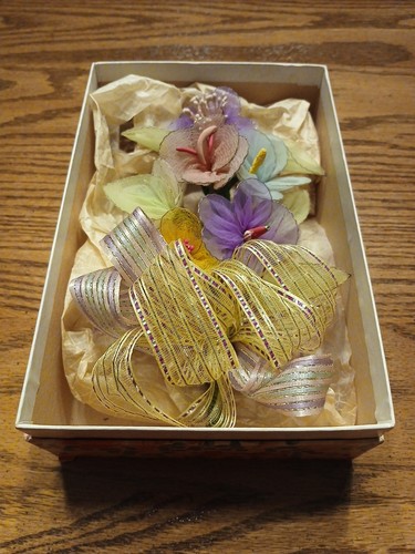 Vintage Hand Made Millinery Flower Corsage With Ribbon w. Original Store Box