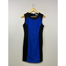 Modern Professional Calvin Klein Womens 4 Black Blue Colorblock Sheath Dress