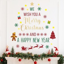 Christmas Wall Decals Stickers Decor Glitter Decorations