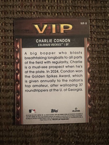 2025 Bowman Chrome Charlie Condon Very Important Prospects #VIP-9 Rockies - Picture 2 of 3