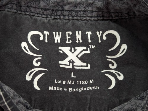 Camisa Western Twenty X 20X Para Hombre Perla A Presión Manga Larga Negra Rayas Talla Grande - Imagen 8 de 13