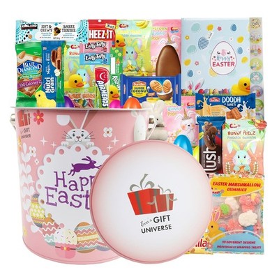 Easter Snack Gift Tin Basket (44 Count) Easter Candy Eggs Great Care Package for