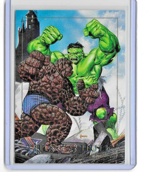 1992 Marvel Masterpiece Card Thing Vs. Hulk Embossed Battle # 1-D