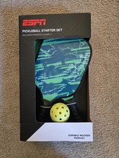 ESPN Pickleball Starter Set - 2 Durable Wooden Paddles 1 Ball - Brand New