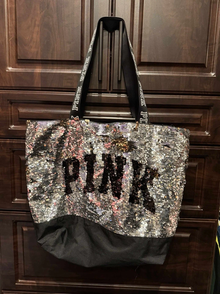 Bolso de Mano ROSA Victoria's Secret Lentejuelas SIN LLAMADAS - 21x16 pulgadas Foto 3 de 4