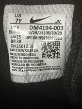 Nike DM4194-003 Black White Unisex Kids' Running Athletic Shoes US 7Y EU 40