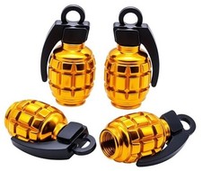 4PCS Car Tire Valve Stem Caps, Aluminium Alloy Tire Valve 4 pcs Gold - Large