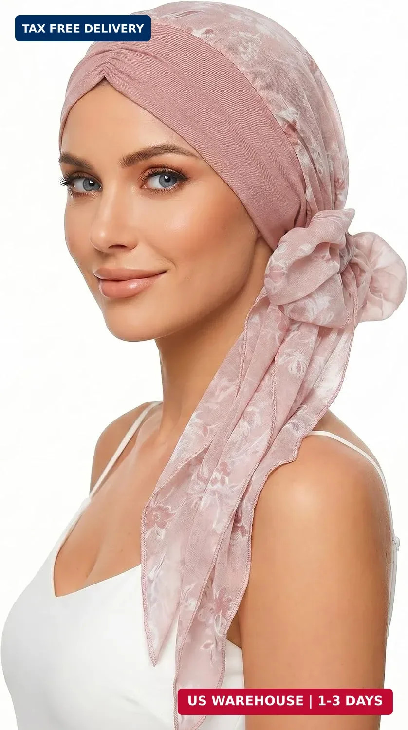 Ababalaya Satin Lined Head Scarf Skullies & Beanies for Women
