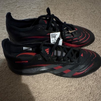 adidas Predator League TF Soccer Shoes Black Red Lace Up Low Top Men
