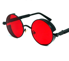 Vintage Steampunk Round Sunglasses UV400 Metal Retro Punk Gothic Men Women