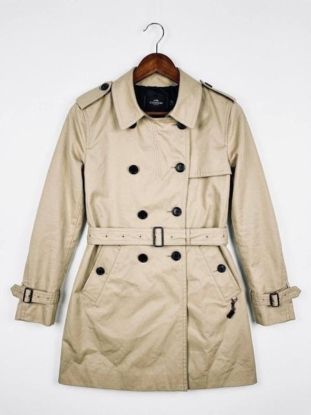 Women Coach Coat Beige Cotton L