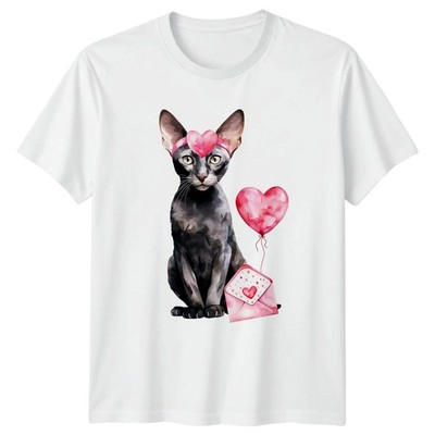 Valentinstag Katze mit Herz T-Shirt Orientalische Katze Haustiere
