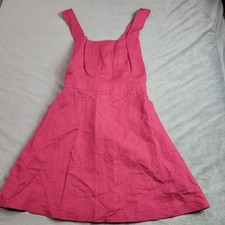 Urban Outfitters Overall Skirt Dress Womens Size Extra Small Maroon Linen Adjust