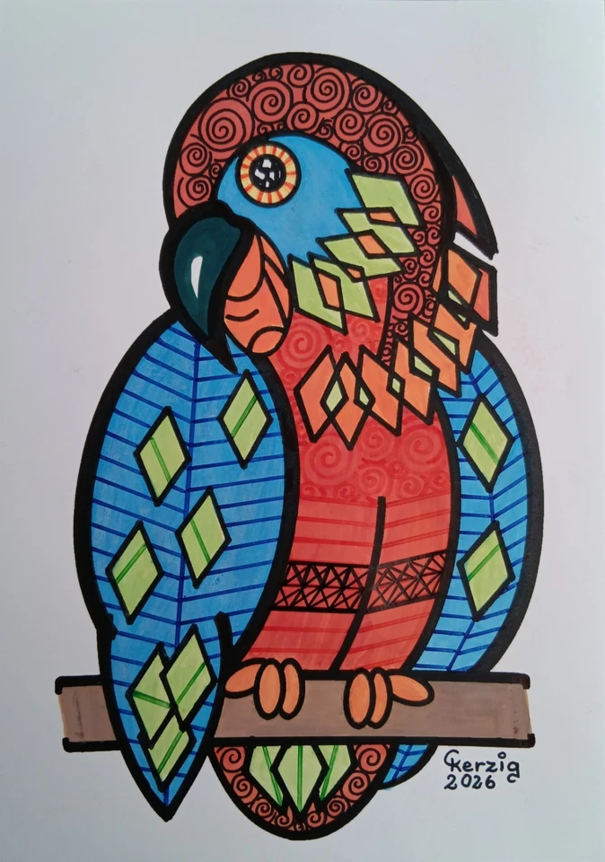 * 🦜 PAPAGEI 🦜 * Abstrakt * Aquarell * ORIGINAL handgemalt * Unikat * - Bild 1 von 1