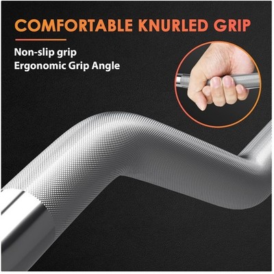 EZ Curl Barbell - Diamond Knurls for Superior Grip - 220 lbs