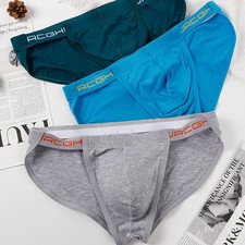 Men Cotton Solid Color Low Waist Sports Briefs Underwear Comfortable Fit