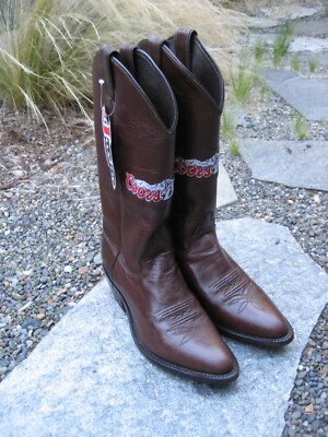 Justin Western Dark Brown Italian Leather Coors Light Logo Boots