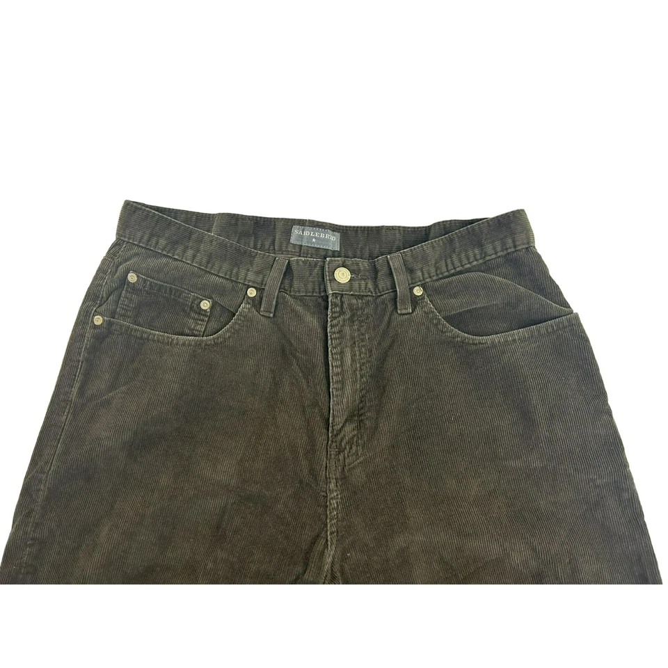 Saddlebred 男式灯芯绒裤子 36x30 棕色经典合身棉质口袋纽扣 — 第 3/4 张图片