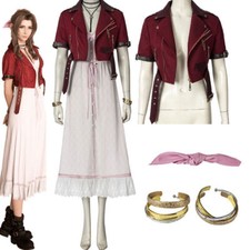 Final Fantasy 7 Aerith Gainsborough Cosplay Costume FF7 Outfit Jacket Bracelets