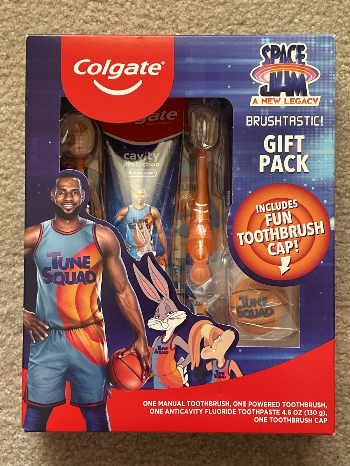 Sealed Colgate Space Jam Lebron James Gift Pack Electric Toothbrush Set
