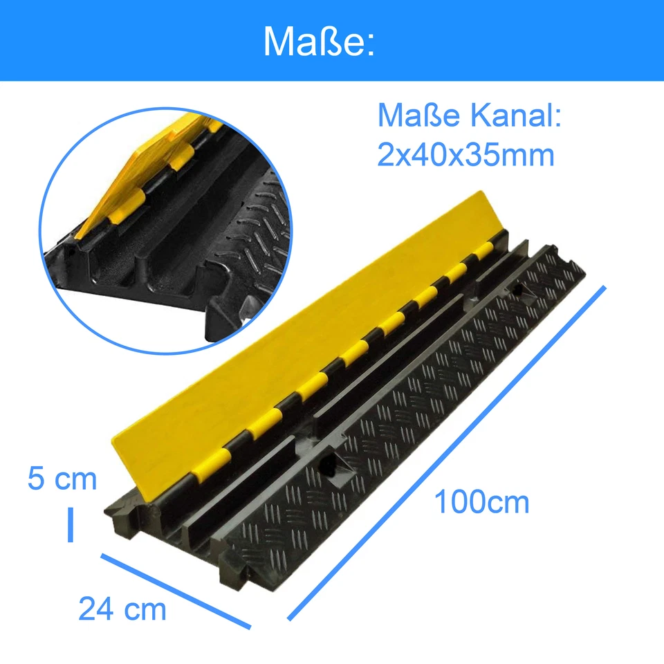 2 Kanal Kabelbrücke Kabelkanal Überfahrschutz Kabelschutz Schlauchbrücke Kabel - Bild 3 von 4