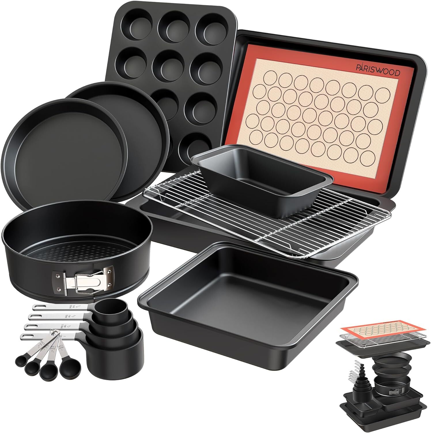 Premium 12 Piece Bakeware Sets | Carbon Steel, Non Stick & Oven Safe up Black