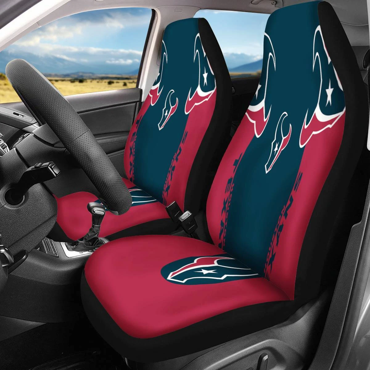 Car Seat Cover Seat Protector 2Pc with Houston Texans