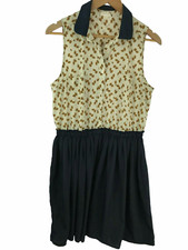 Maison Jules Dress Size Women's XL.  Collar, Front Buttons.  Dark Blue Skirt.  