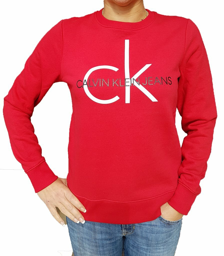 CALVIN KLEIN WOMENS LOGO CREW SWEATSHIRT RED,SZ XS,NWT! | eBay