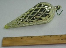 LARGE 6.75" BLOWN ART GLASS GOLD EMBELLISHED PINE CONE CHRISTMAS TREE ORNAMENT