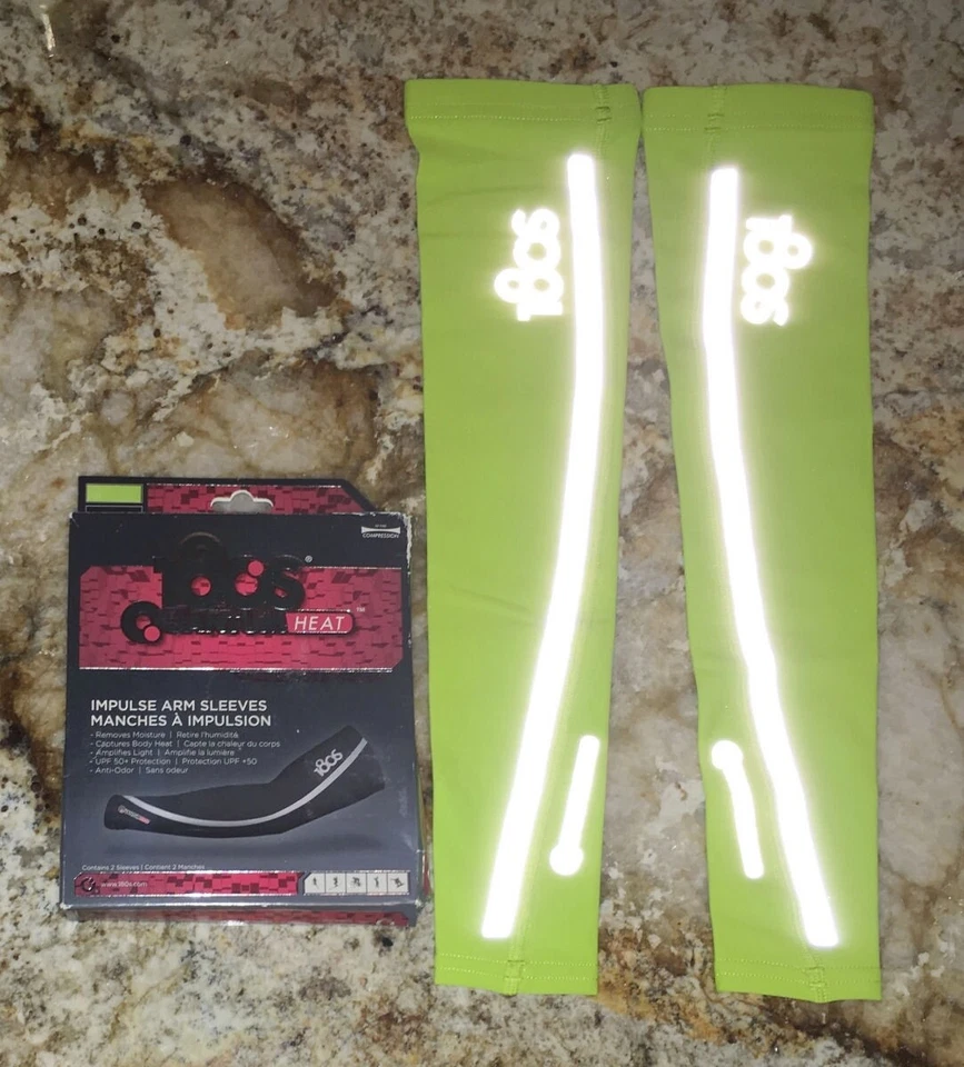 180S Quantum Heat Impulse GREEN Compression Running Arm Sleeves Mens XS S M L - Image 4 of 4