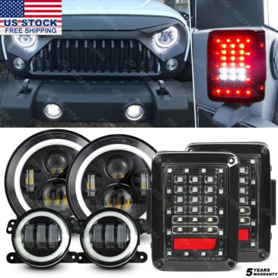 2007-2018 for Jeep Wrangler JK Combo 7'' LED Headlights Tail Lights Fog Lamp Set