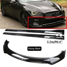 Front Bumper Lip Spoiler Splitter Side Skirt For Infiniti Q50 Q6O Q70 Body Kit
