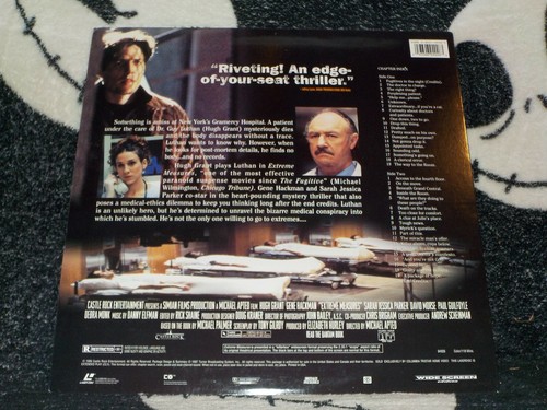 Extreme Measures Widescreen Laserdisc LD Hugh Grant Gene Hackman Free Ship $50 - Picture 2 of 2